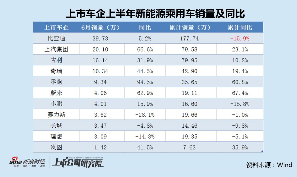 比亚迪上半年销量增速垫底背后：海外增长不及吉利和奇瑞 动力电池装机量和市场份额逆势双降